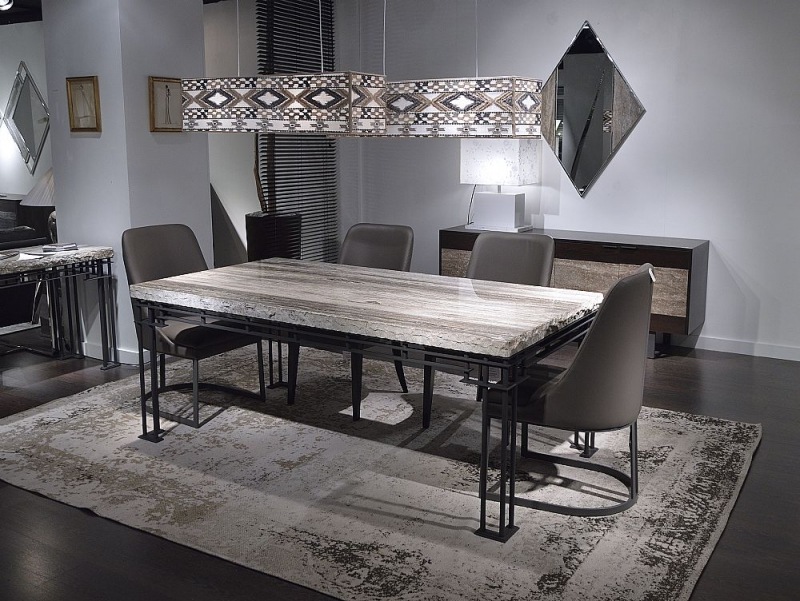Brooklyn Rectangular Marble Dining Table by Stone International 2