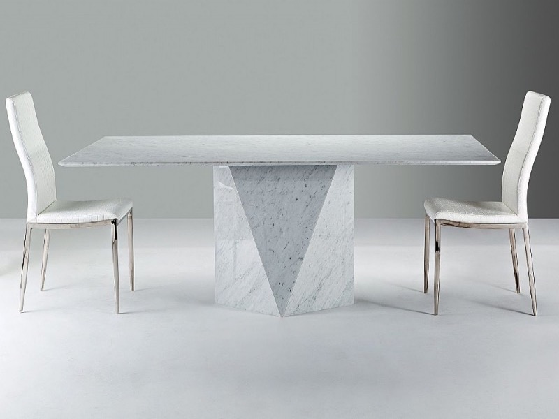 Freedom Slim Edge Rectangular Marble Dining Table with Marble Base by Stone International 3