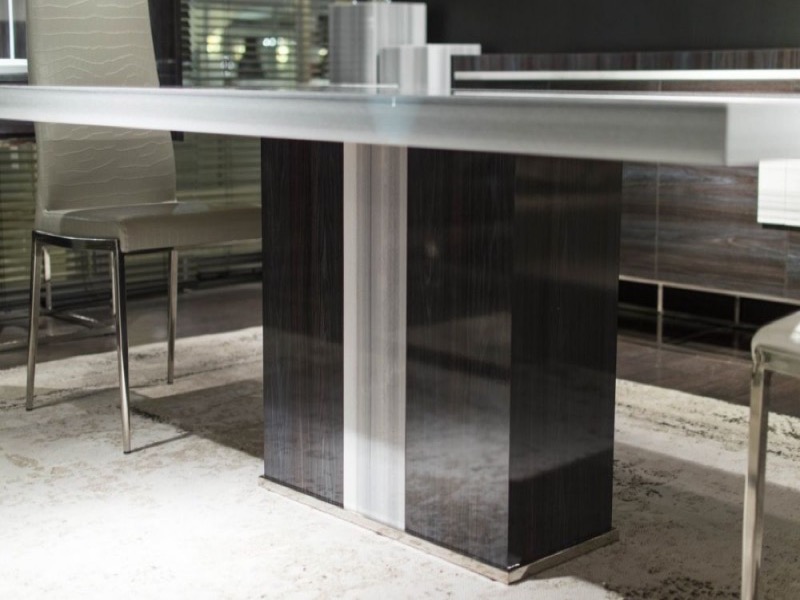Kyoto Rectangular Marble Dining Table with Polished Steel Base by Stone International 2