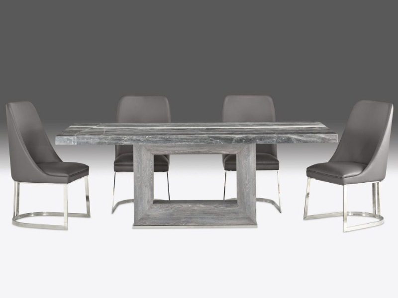 Blade Rectangular Marble Dining Table with Stainless Steel Base by Stone International 1
