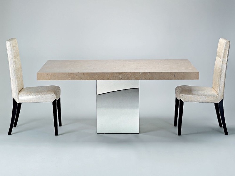 Manhattan Rectangular Marble Dining Table with Stainless Steel Base by Stone International 1