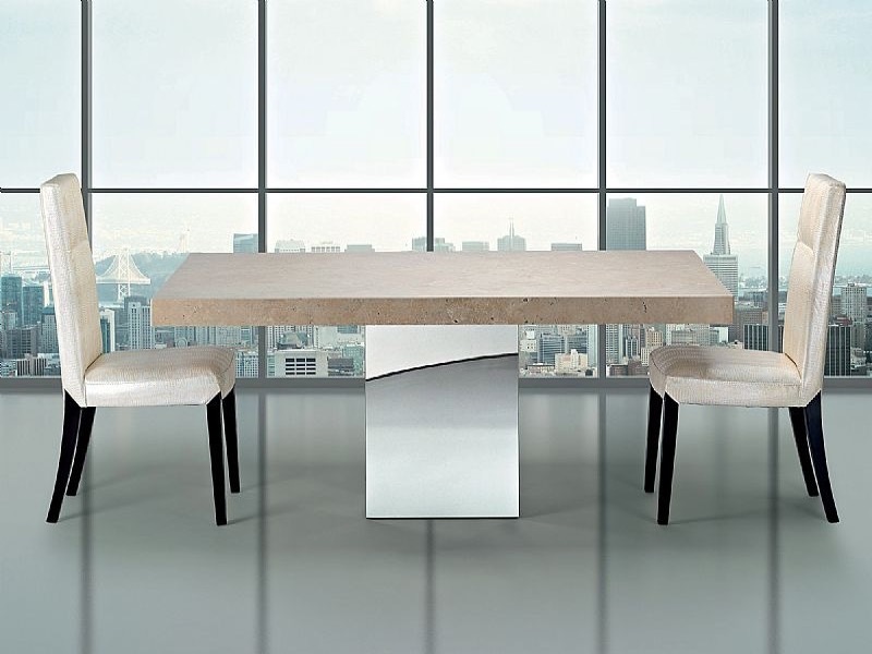 Manhattan Rectangular Marble Dining Table with Stainless Steel Base by Stone International