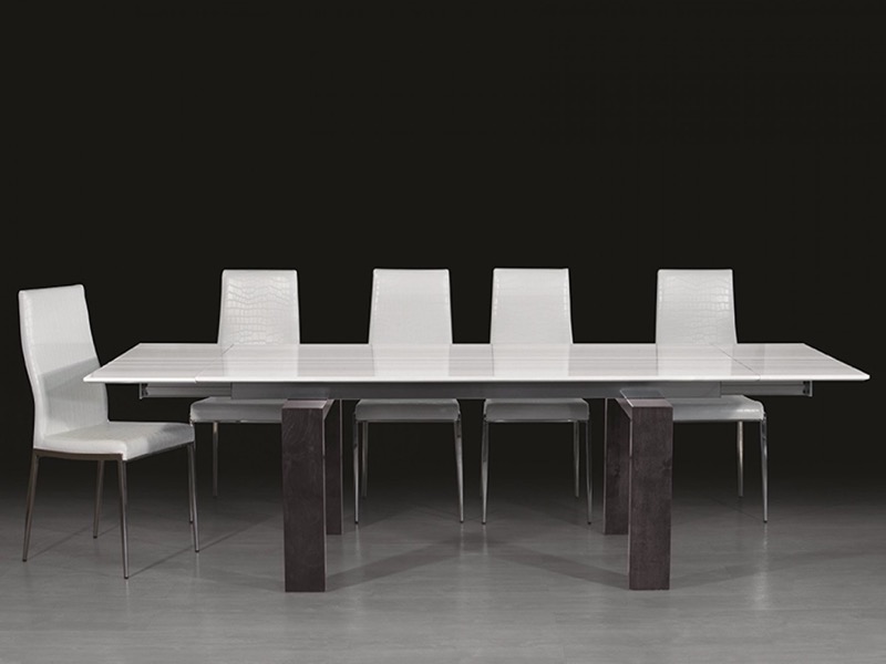 Milano Extending Rectangular Marble Dining Table with Wenge Wood Base by Stone International 1