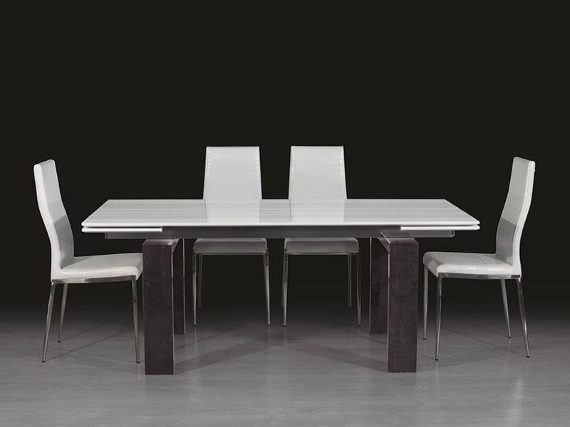 Milano Extending Rectangular Marble Dining Table with Wenge Wood Base by Stone International