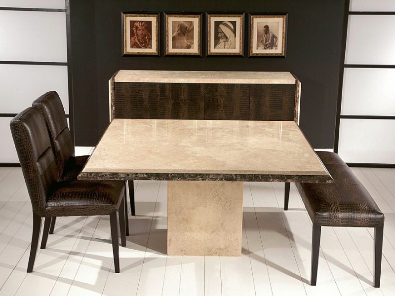 Parthenon Square Marble Dining Table with Marble Base by Stone International