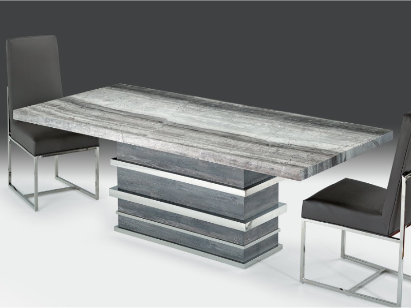 Saturn Rectangular Marble Dining Table with Marble & Steel Base by Stone International 2