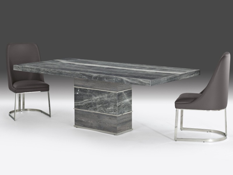Soho Rectangular Marble Dining Table with Marble & Polish Steel Base by Stone International 1