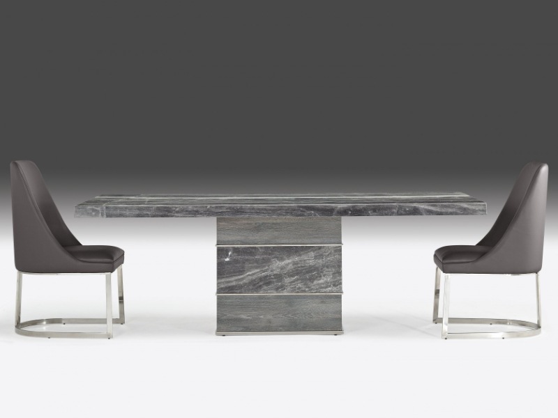 Soho Rectangular Marble Dining Table with Marble & Polish Steel Base by Stone International
