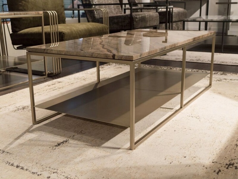 Billy Marble Rectangular Coffee Table with Metal Base by Stone International 1