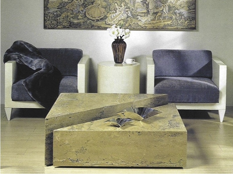 Box Marble High Low Coffee Table with Marble Base by Stone International